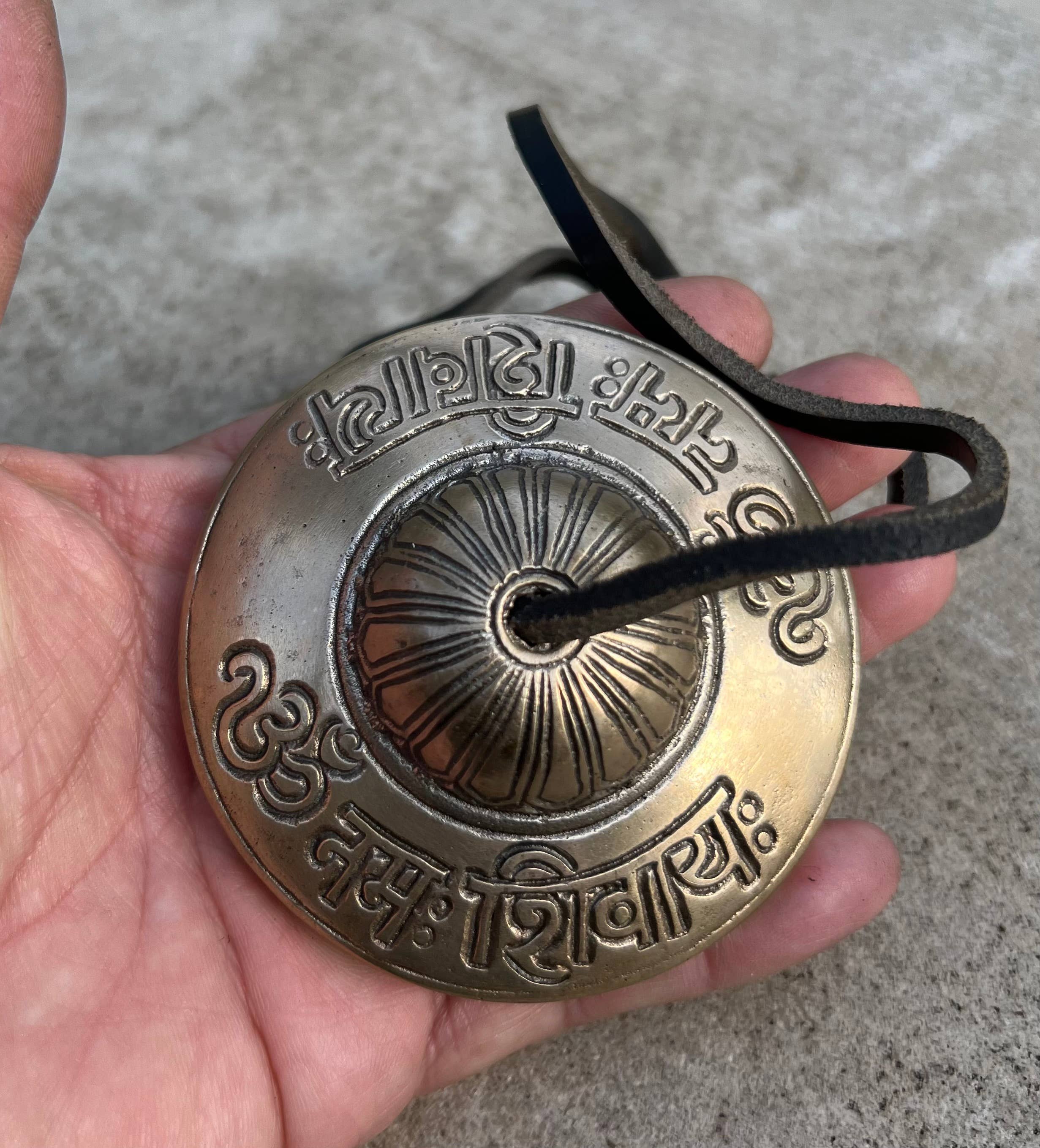 Lungta Imports - Wholesale Meditation Supplies - Large Meditation Yoga Hindu Om Tingsha Cymbal Bell Chimes 1
