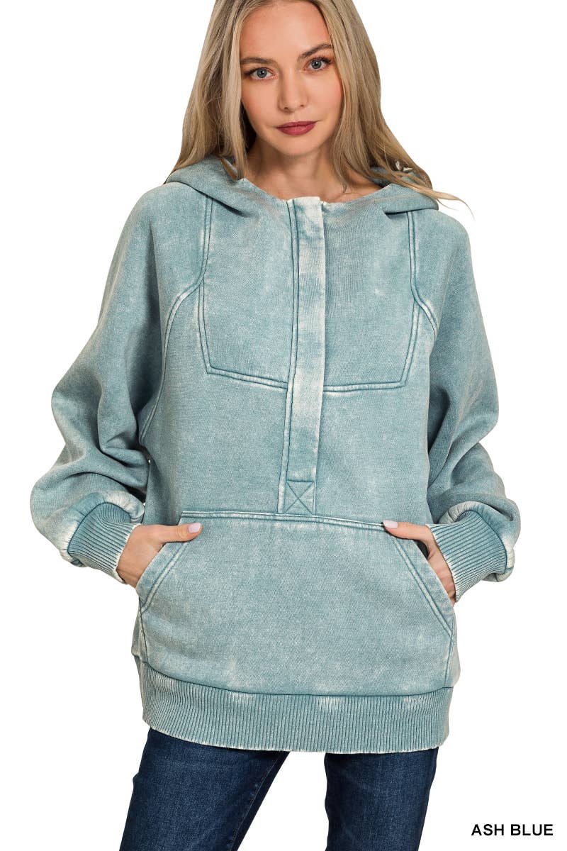 42POPS - Wholesale Hoodie - Women's - ..SI-25317 Washed Fleece Oversized 1/4 Zip Hoodie20
