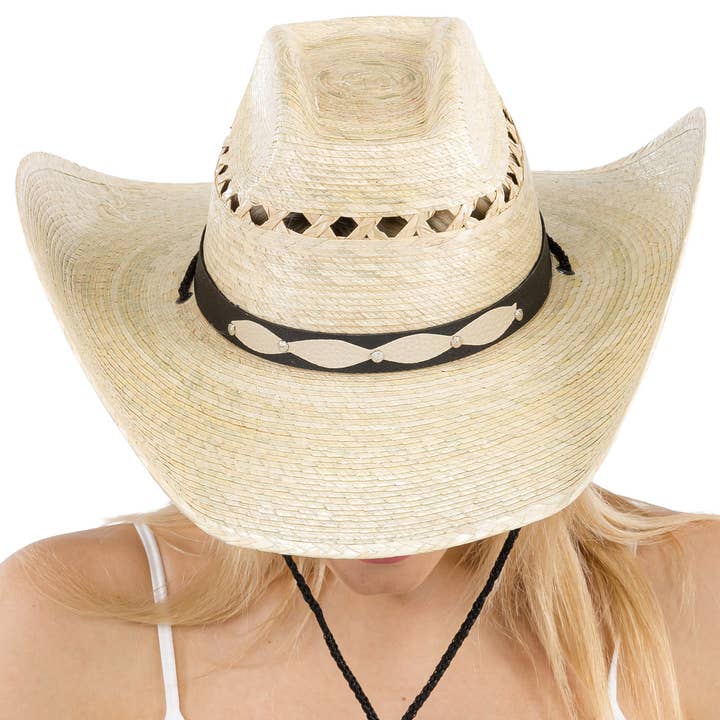 Cap Zone - Wholesale Cowboy Hat - Women's - Vented Biggs Palm Straw Cowboy Hat