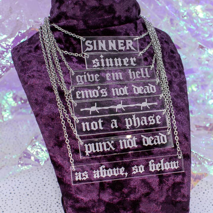 Kitschy - Wholesale Pendant/Charm Necklace - Engraved Pendant Necklace Laser Cut Acrylic | Made in Scotland3