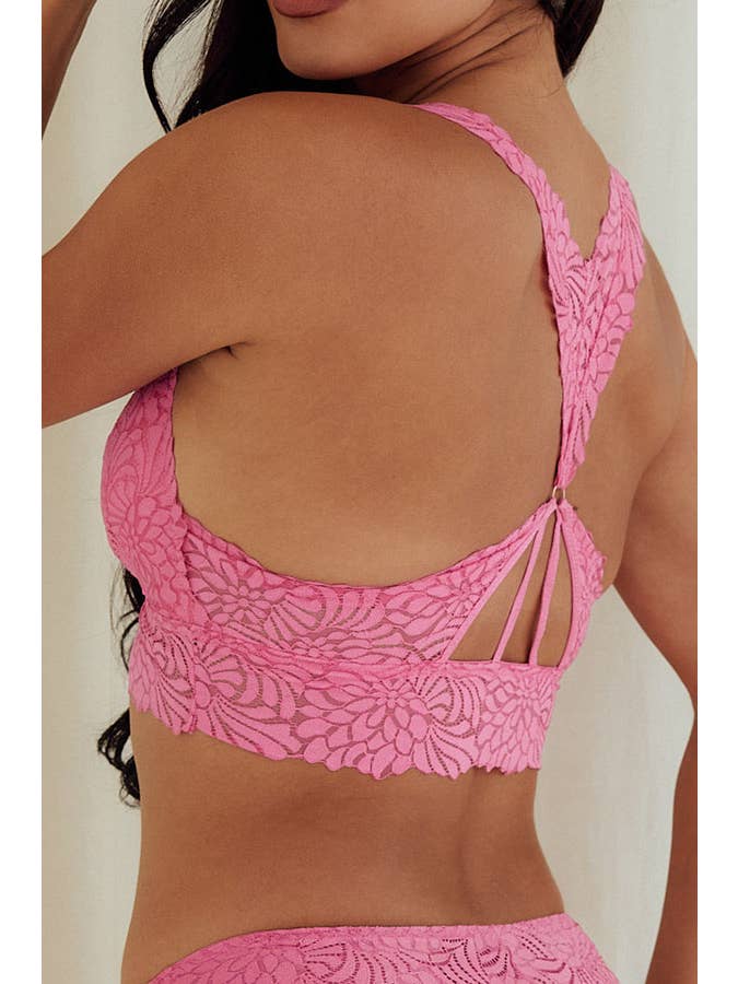 Best Underwear Line - Wholesale Bralette - Women's - Youmita Floral Lace Wire-free Comfort Bralette-YM-90025-BLT8