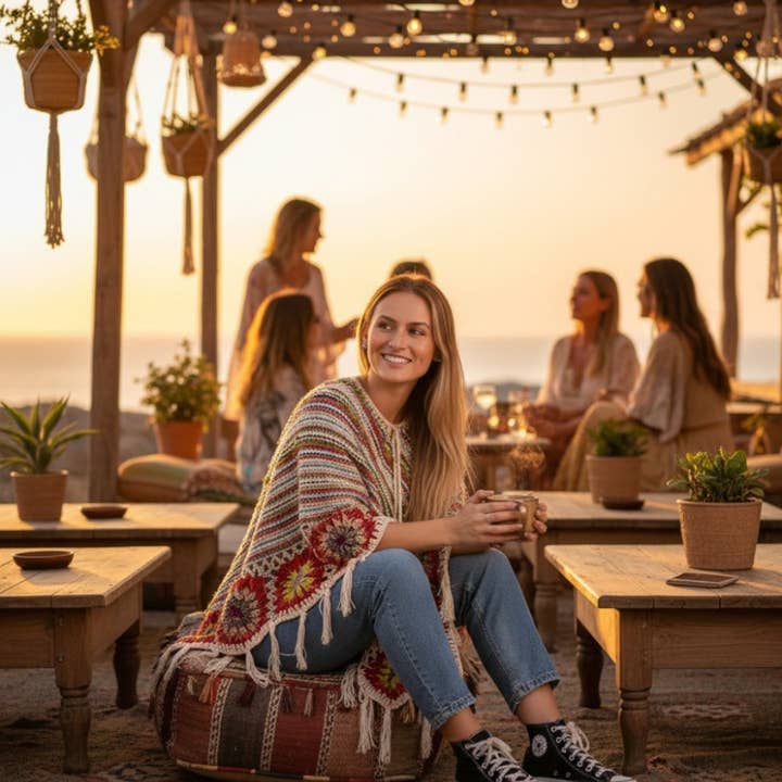 Gestrickter Boho-Poncho mit Fransen | Kimago und andere Ergebnisse für boho mode im Großhandel. Kostenlose Rücksendungen und 60-Tage-Zahlungsziel auf Faire im Trend auf Faire.