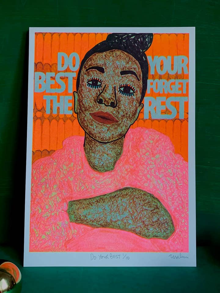 A4 Motiverende vægkunst, gør dit bedste Glem resten for engroshandel hos Mahin Hussain