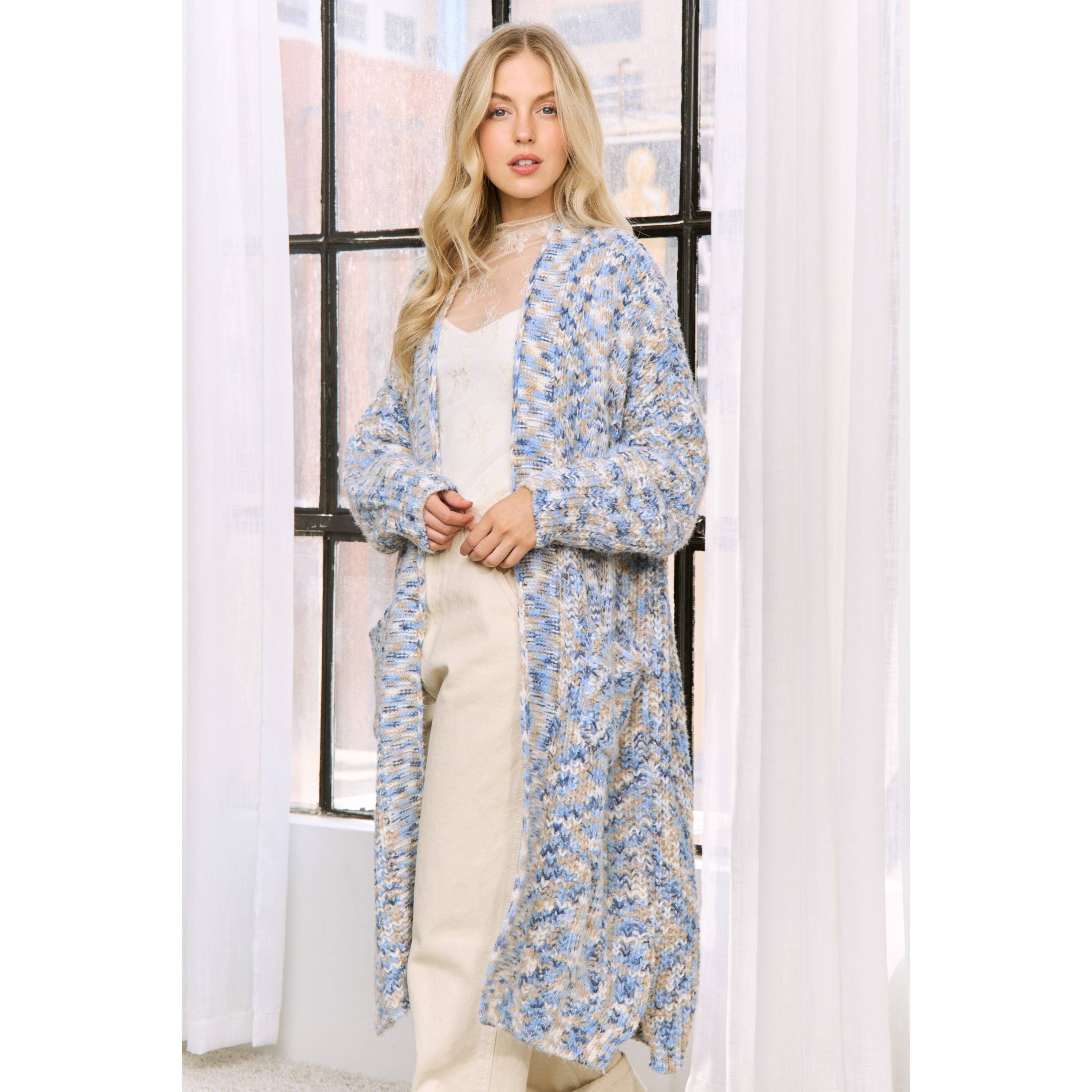 Sweet Generis - Wholesale Cardigan - Women's - SPACE DYED YARN LONG CARDIGAN DUSTER8