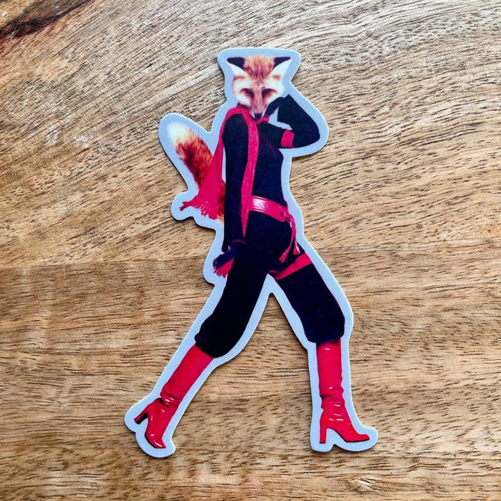 Lady Fox in Clothes funny animal sticker for wholesale by Colossal Sanders
