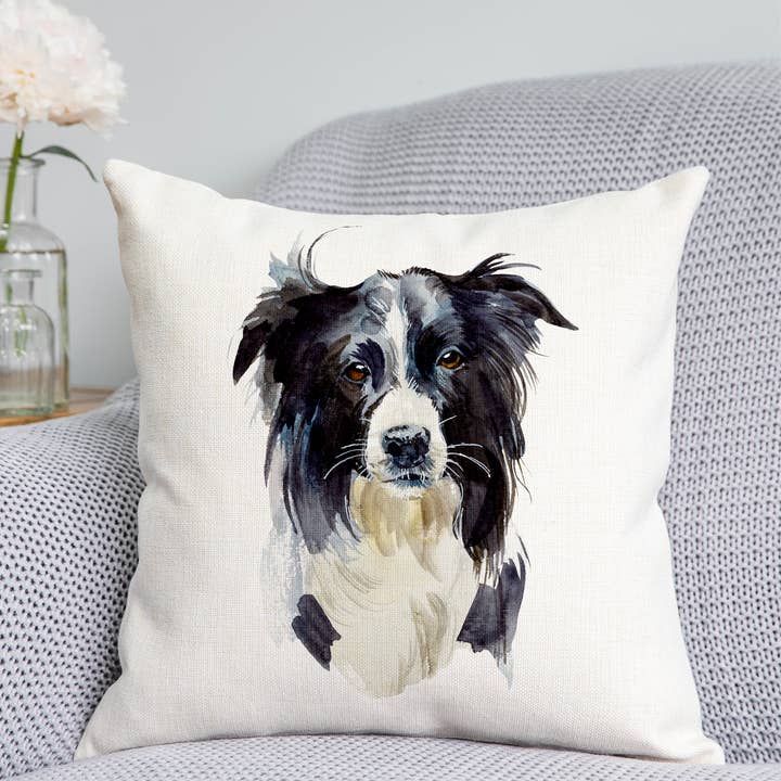 Border Collie Cushion for wholesale by DoodlecardsBoutique