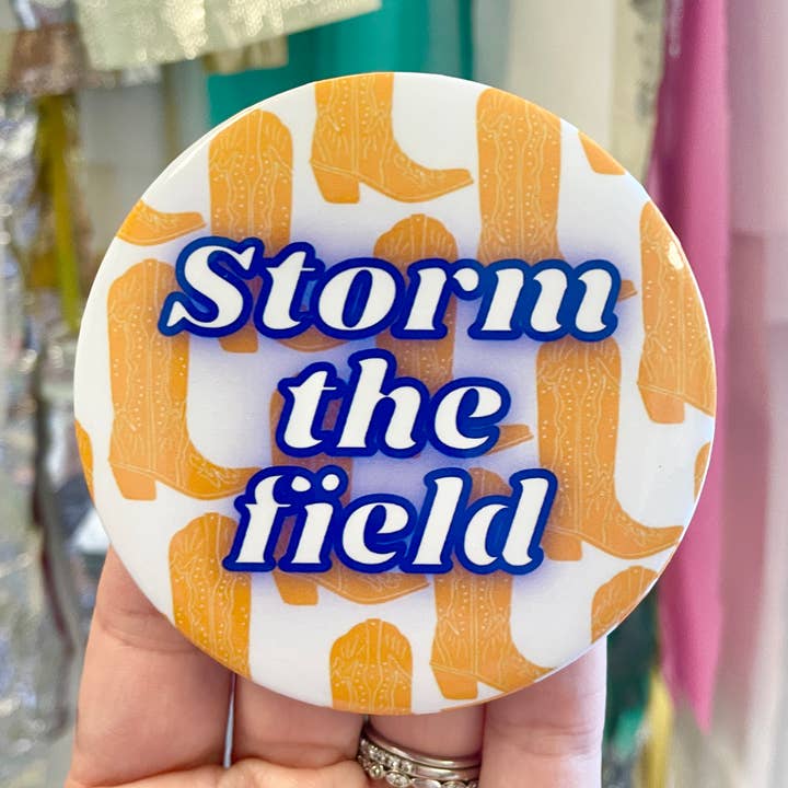Storm The Field - Yellow and Blue - Game Day Button for wholesale by REBL Creative