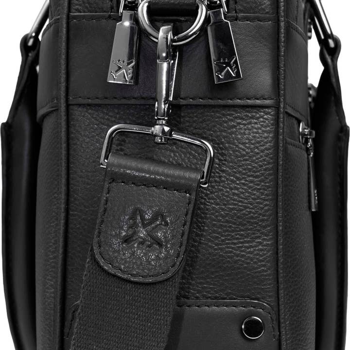 Sort Gotham 18" Pebble Grain Ægte Læder Dokumentmappe - Sort for engroshandel på Faire4