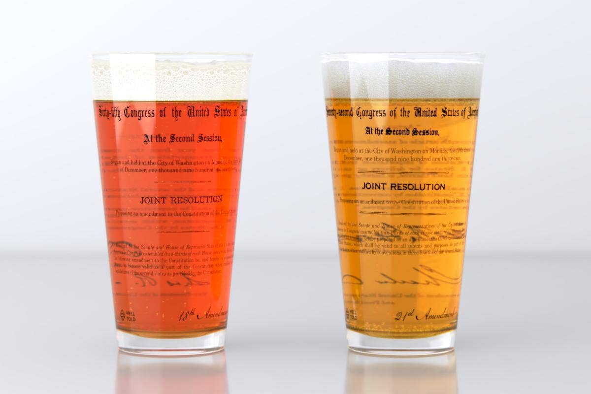 Well Told - Wholesale Beer Glass/Mug - 18th & 21st Amendment - Historical - Pint Glasses - Set of 21