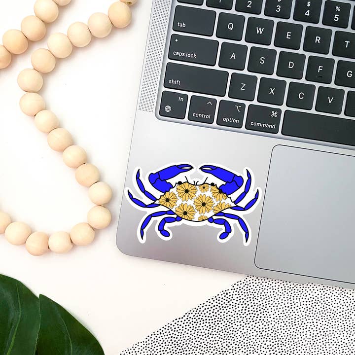 Jami Creates - Wholesale Sticker - Blue Maryland Crab Black Eyed Susan Flower Sticker2