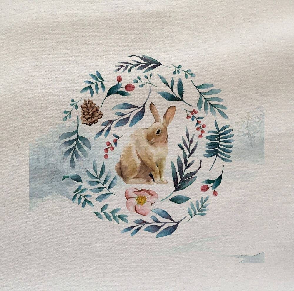 Hills Of Fabric - Wholesale Fabric - Rabbit Winter Bloom Christmas Printed Fabric Panel0