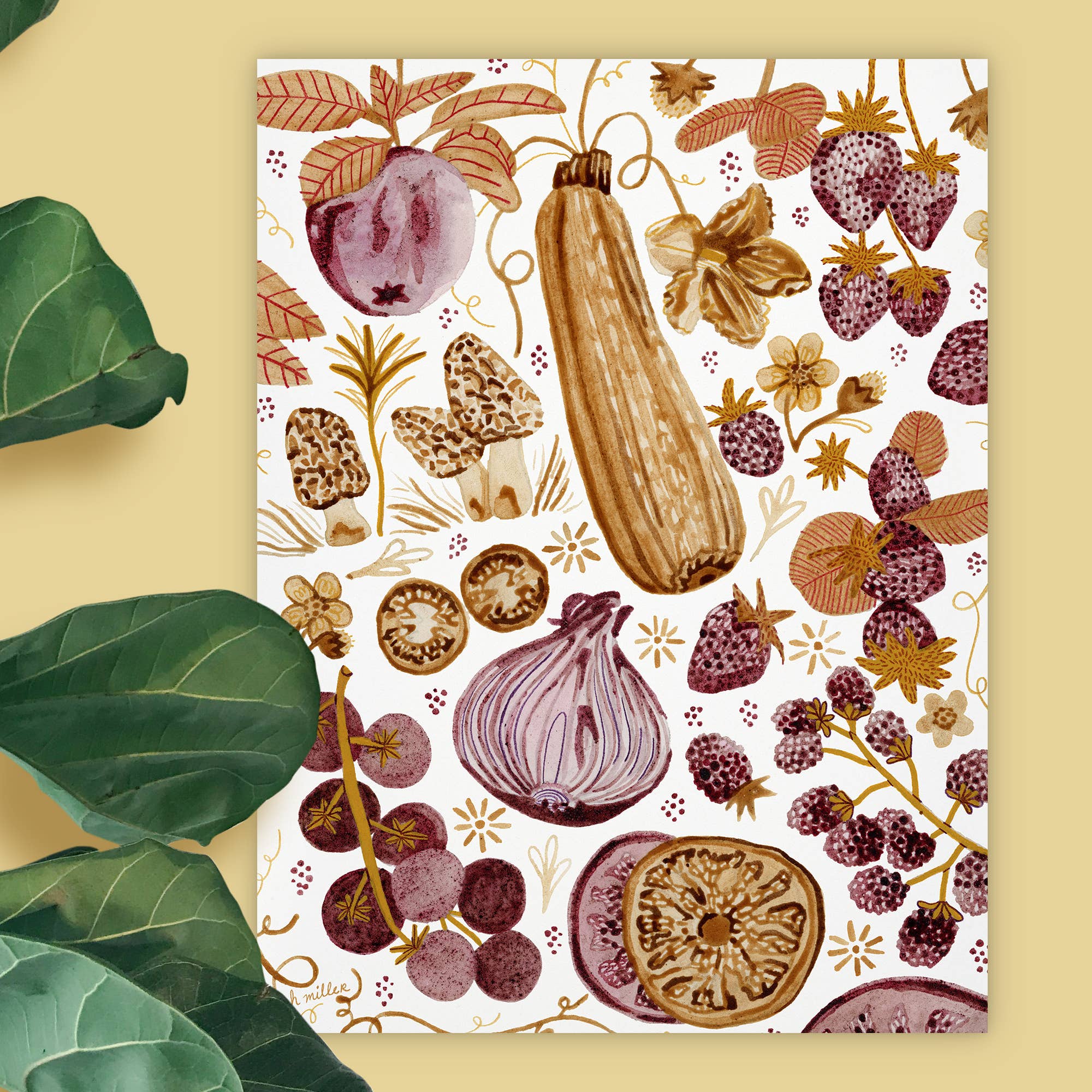 H Miller Ink Illustration Art wholesale products - Wholesale Art Print - Garden Veggies & Fruit | Art Print | Wall Art & Home Decor3