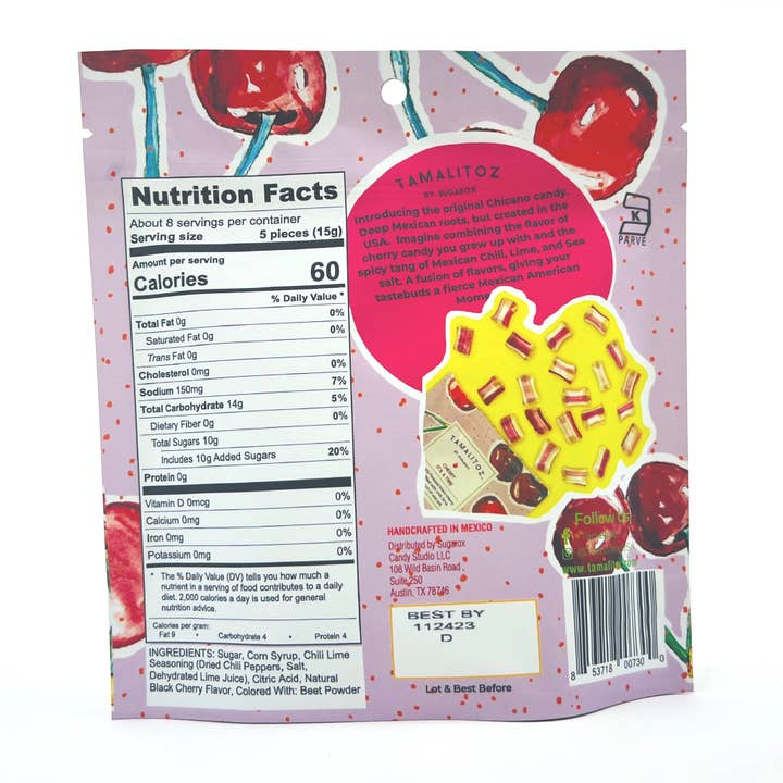 Sugarox Candy Studio LLC - Wholesale Boiled sweets - CHERRY IT'S A FIRE TAMALITOZ CANDY 12 CT1