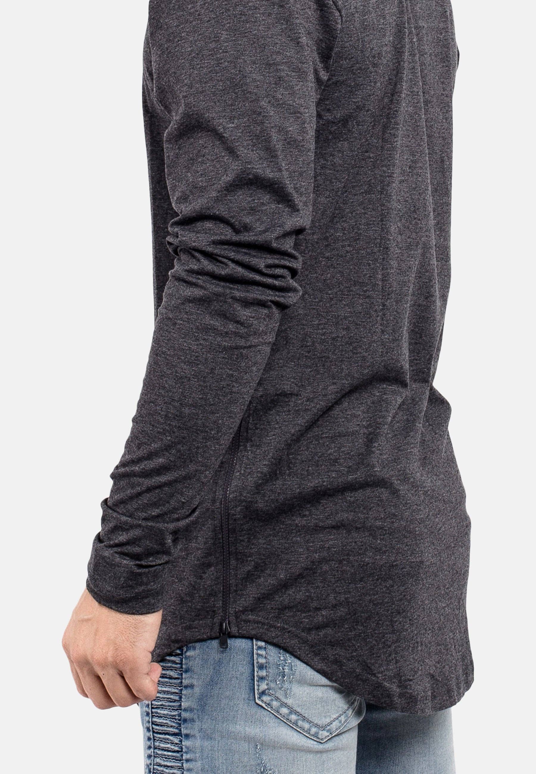 Blackskies - Wholesale T-Shirt - Men's - Langarm-Langshirt mit seitlichem Reißverschluss in Anthrazit2
