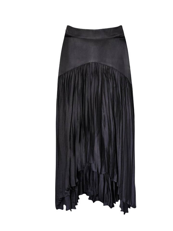 Maryanne Black Pleated SkirtSS23-SK001 for wholesale by Le Réussi®