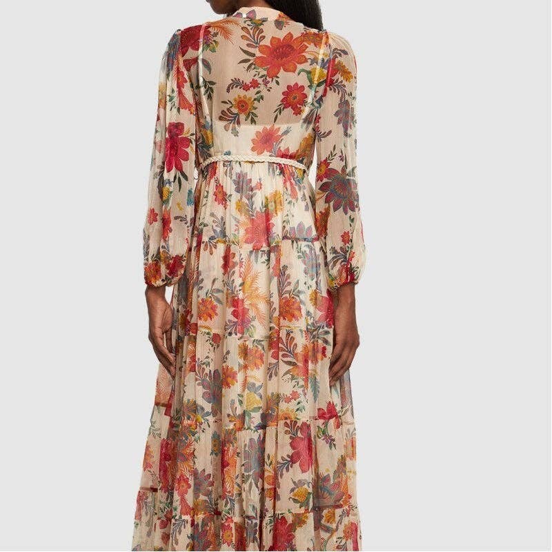 PRINTING Stylish Tie-Waist Dress With Long Sleeves And Printed Design for wholesale on Faire1