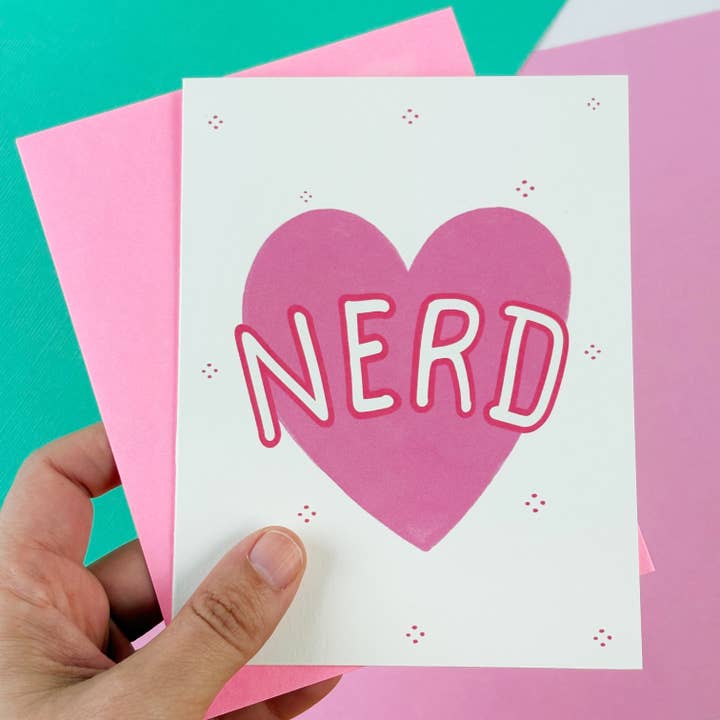 Nerd Love Valentine's Greeting Card for wholesale by Kendra Lee Miller Art