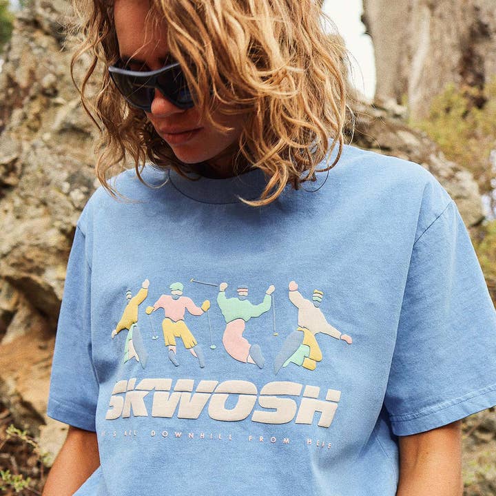 Skwosh - Wholesale Screen printed t-shirt – Men′s - All Downhill Regular Tee In Dusty Blue5