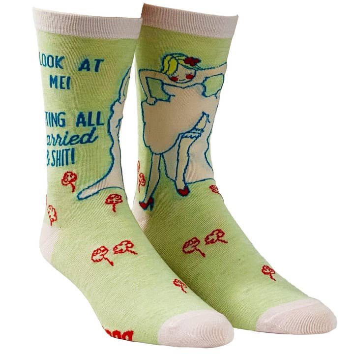 Green Women's Look At Me Getting All Married Socks Wedding Favor for wholesale on Faire