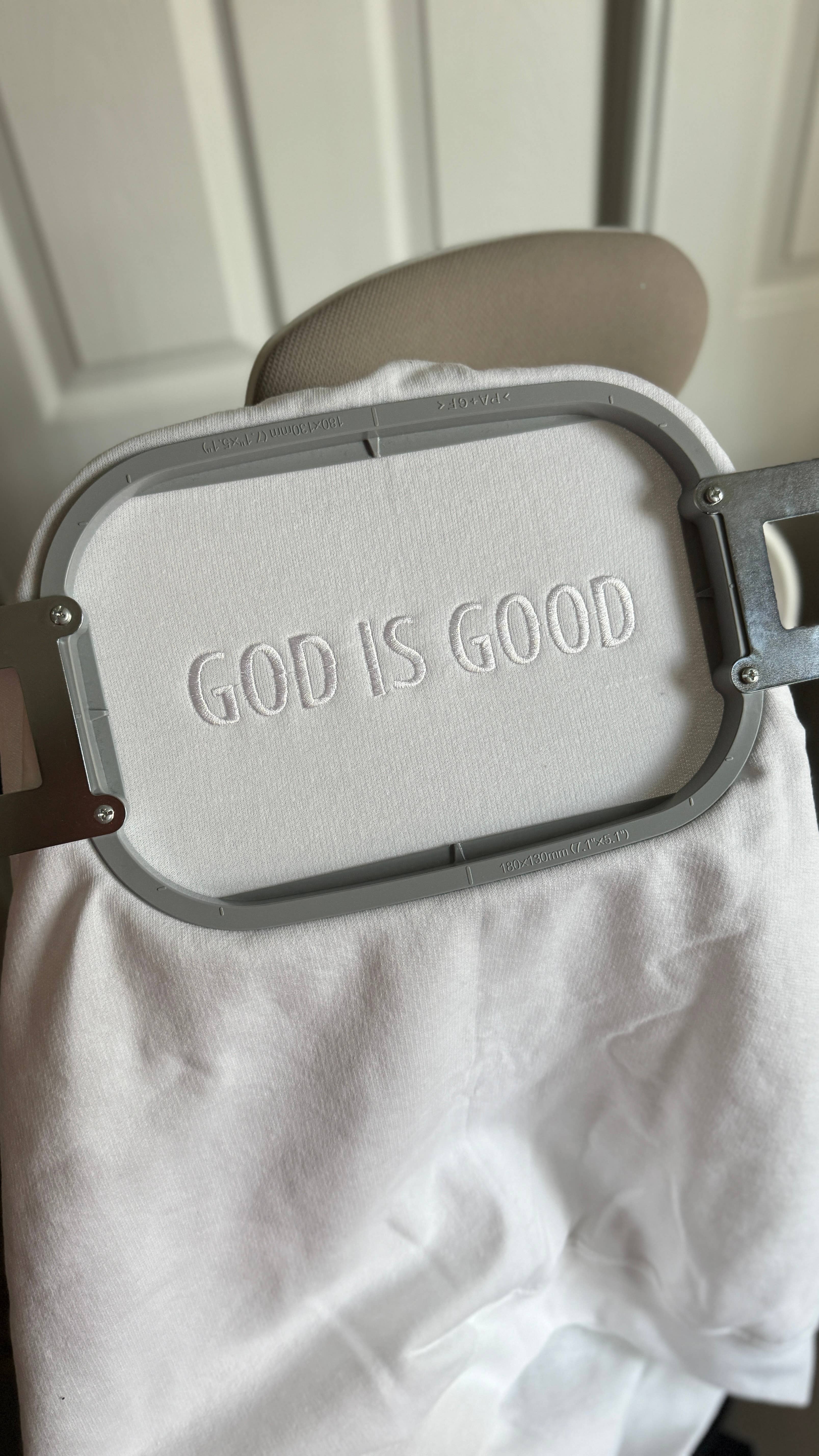 Buleana Boutique and Textiles LLC - Wholesale Graphic Sweatshirt - Unisex - Tone to Tone Custom Embroidered Crewneck God is good Sweater11