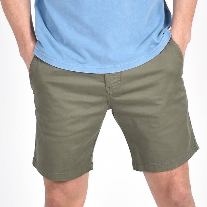 Olive Slim Fit Chino-short voor wholesale door EIGHT X