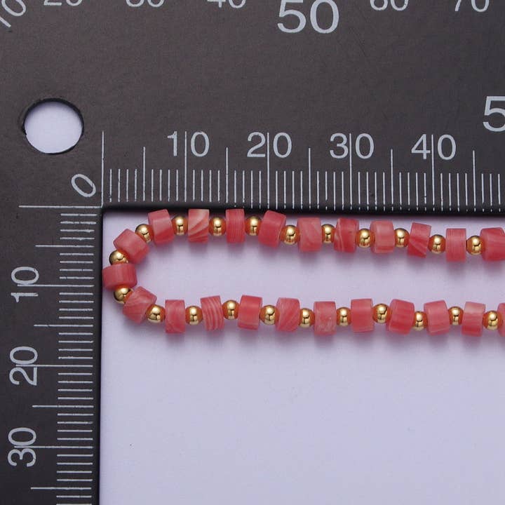 Aim Eternal - Wholesale Beaded/Pearl Necklace - Red Coral Heishi Gemstone Beads Necklace WA1433