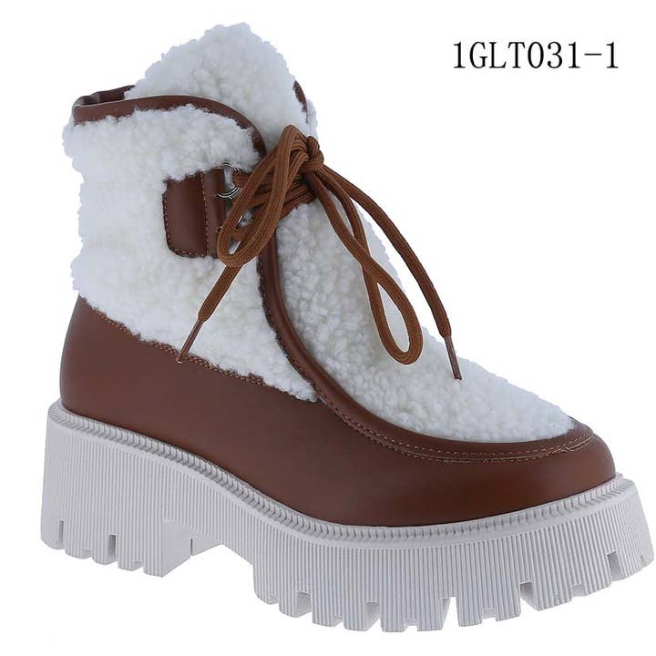 WB-COMBAT-1 LUG SOLE COMBAT BOOTS FUR for wholesale by Stella Shoes