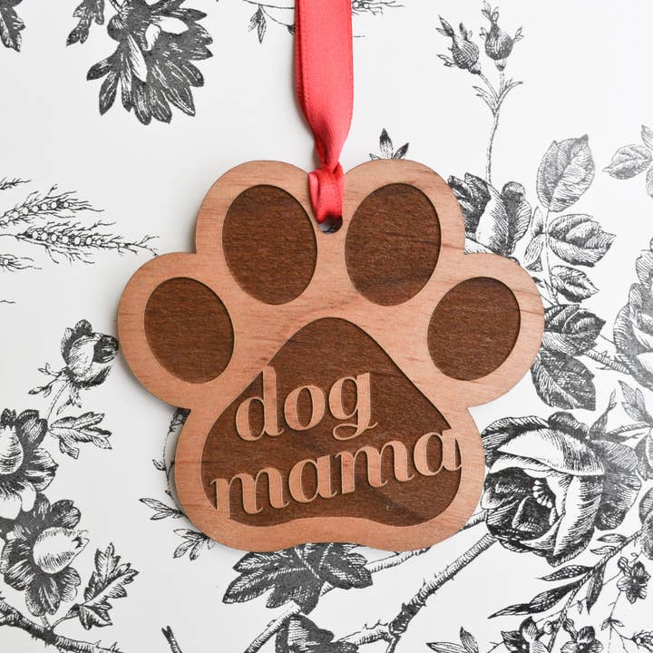 Dog Mama Wood Engraved Ornament - Great Gift Idea for wholesale by The Brassy Explorer