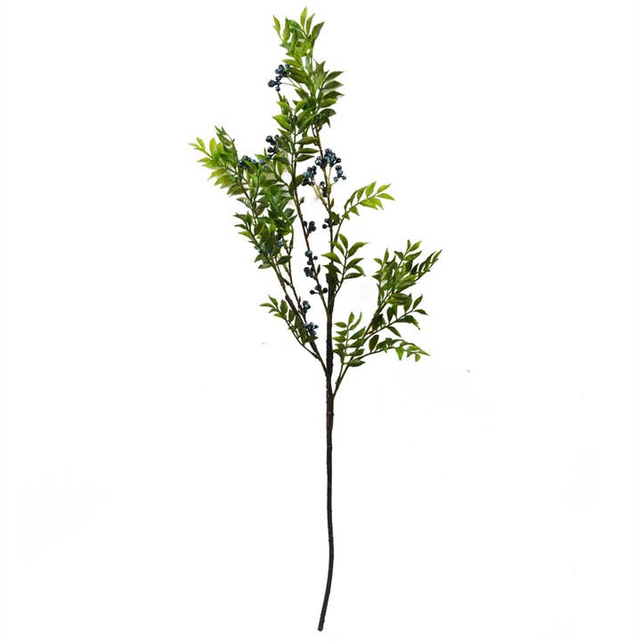Leaf Design UK LTD - Wholesale Artificial Plant - 6x 70cm Nandina Foliage Blue Berry Spray Artificial