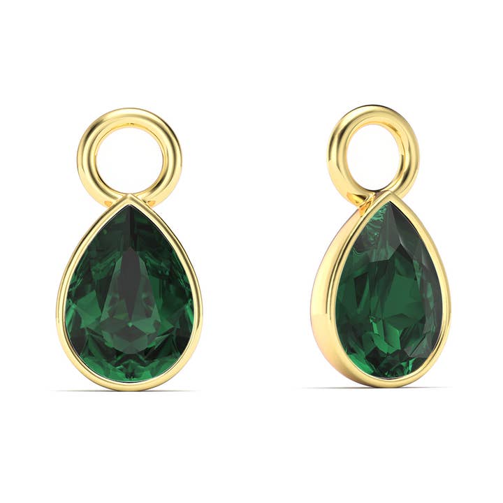 Petite Teardrop Mix Charms med smaragdkrystaller|2-4060-GEMD for engroshandel hos My Jewellery Story