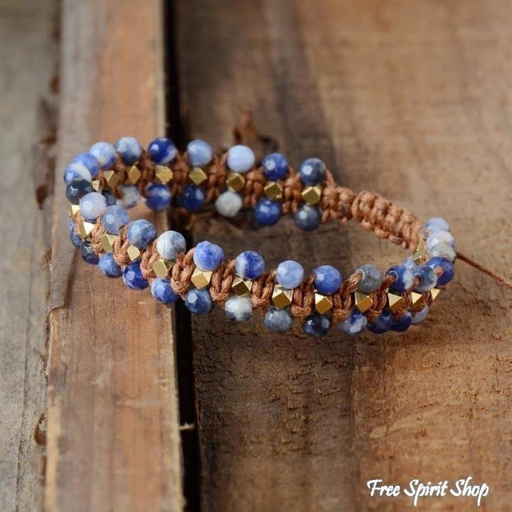 Handmade Natural Sodalite Braided Bracelet for wholesale by Free Spirit Shop