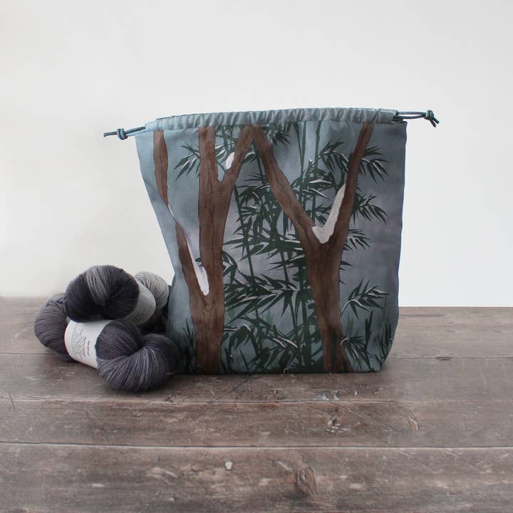 The Blue Rabbit House - Wholesale Drawstring Bag - Unisex - Paula the Panda | Project Bag | Drawstring Bag