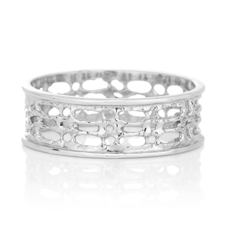 Bague de mariage Asterias pour homme en or blanc 14 carats pour la vente par AURUM by Guðbjörg