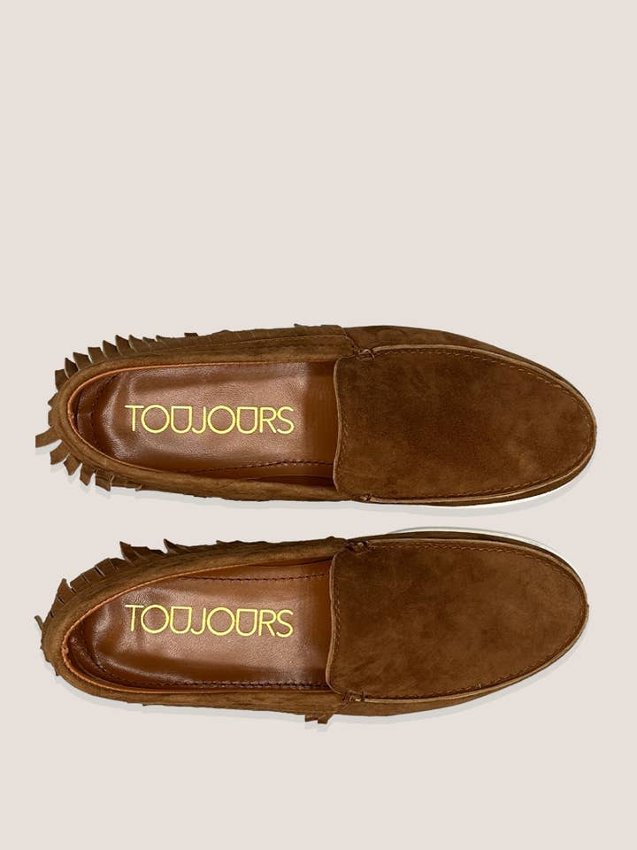 Toujours Milano - Venta al por mayor Mocasines - Mujer - Mocasines coñac con flecos