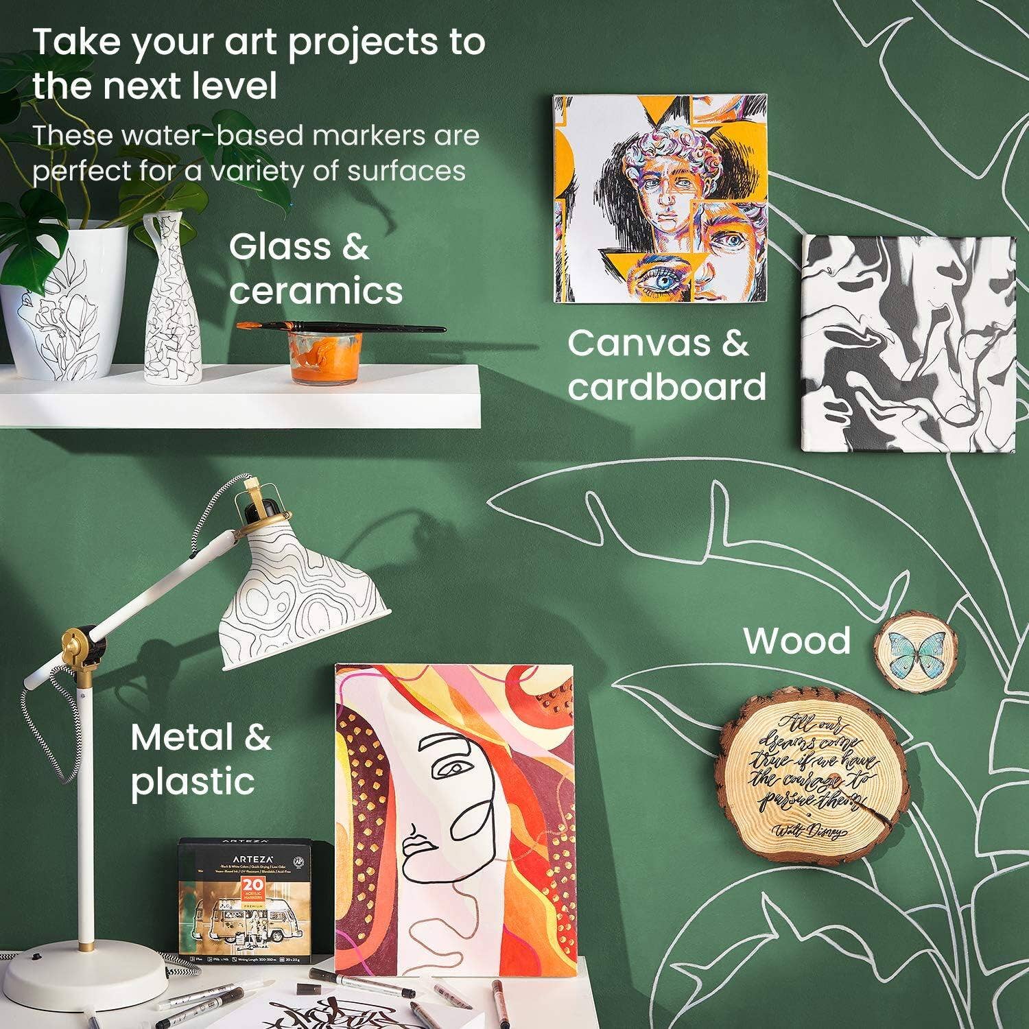 Plaid Crafts - Wholesale Marker - Arteza® Acrylic Markers Pack, Fine Nib - White, 12 pc.4