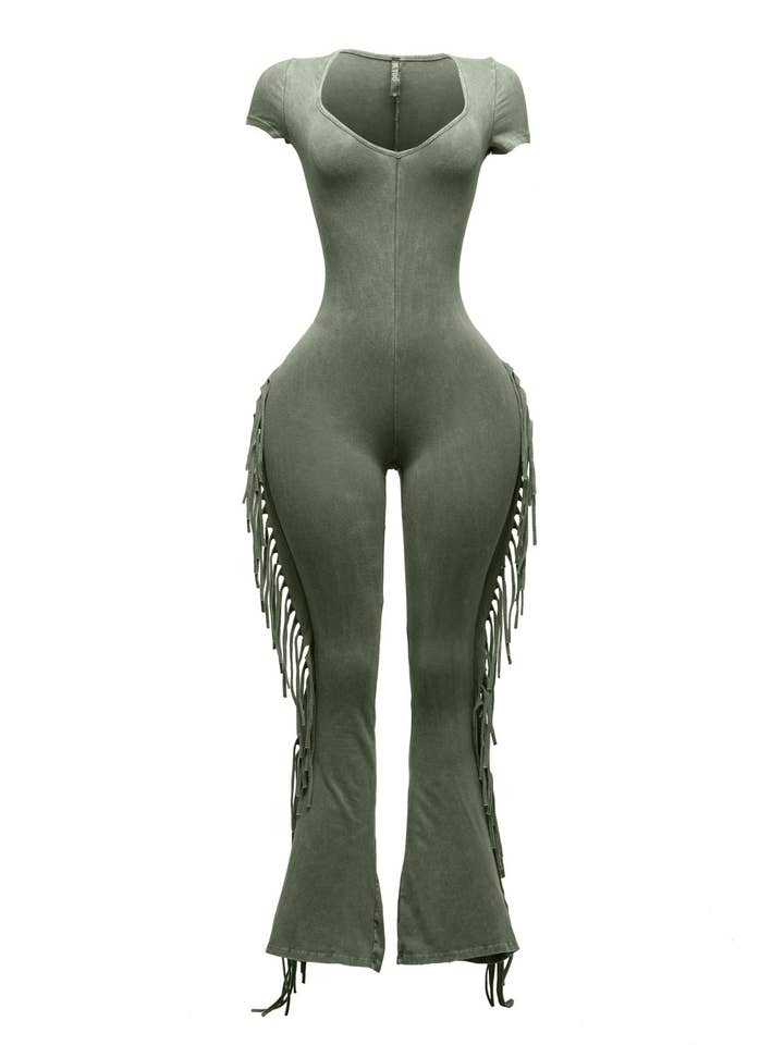 Boswell - Wholesale Jumpsuit - Women's - MINERAL WASH FRINGE DETAIL JUMPSUIT6