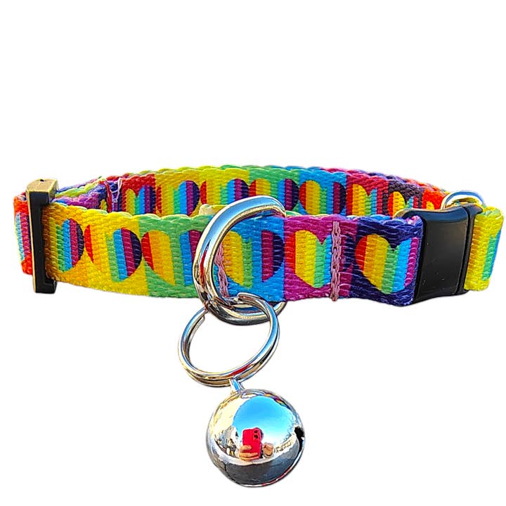 Rainbow Hearts Breakaway Cat Collar for wholesale by Shelby's Squad