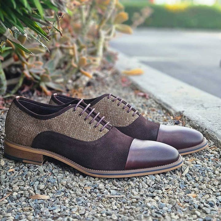 Carrucci herenschoenen met cap-toe van linnen en suède voor wholesale door Carrucci Shoes