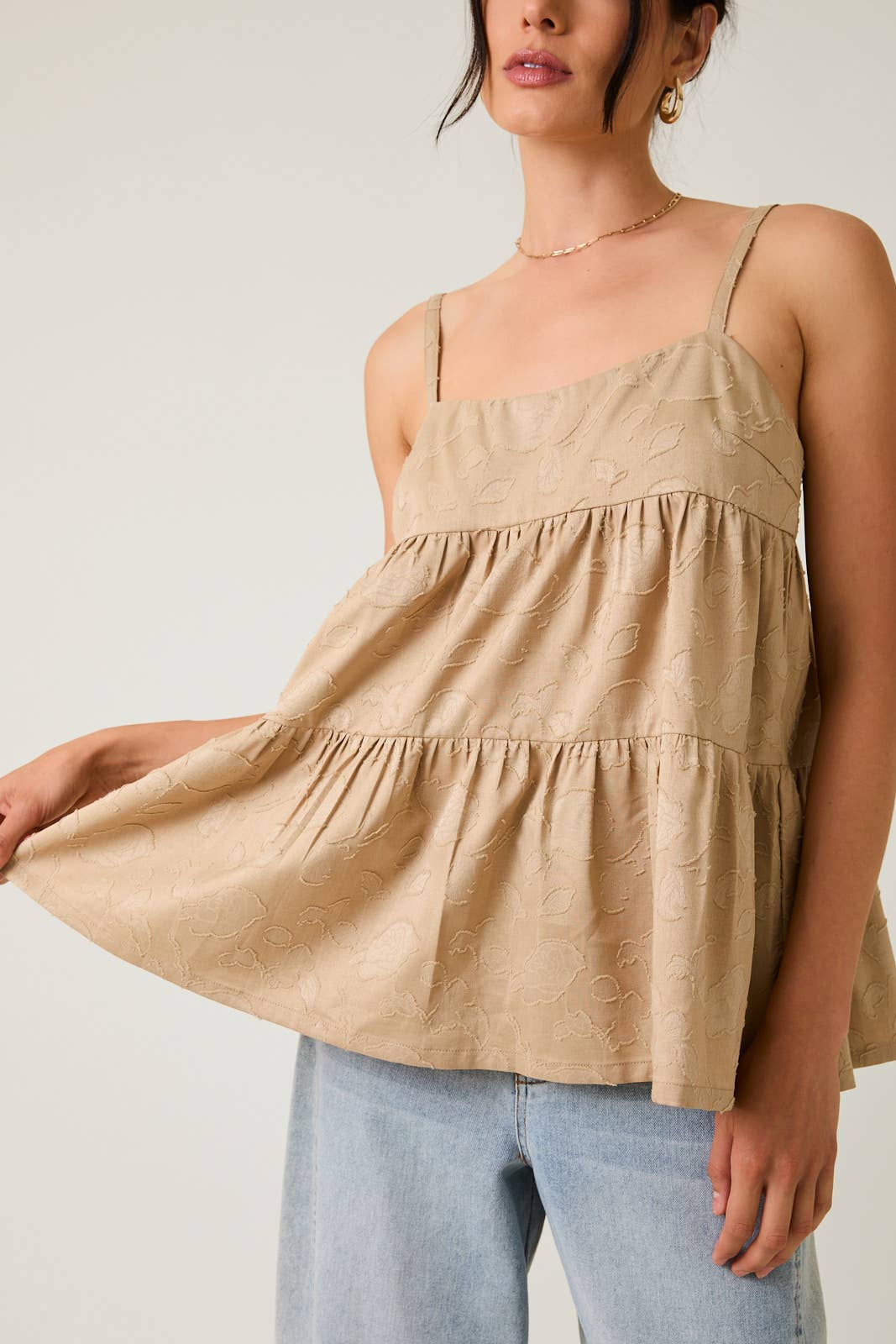 Sunday Edition - Wholesale Blouse - Women's - SLEEVELESS TIERED JACQUARD WOVEN TOP13