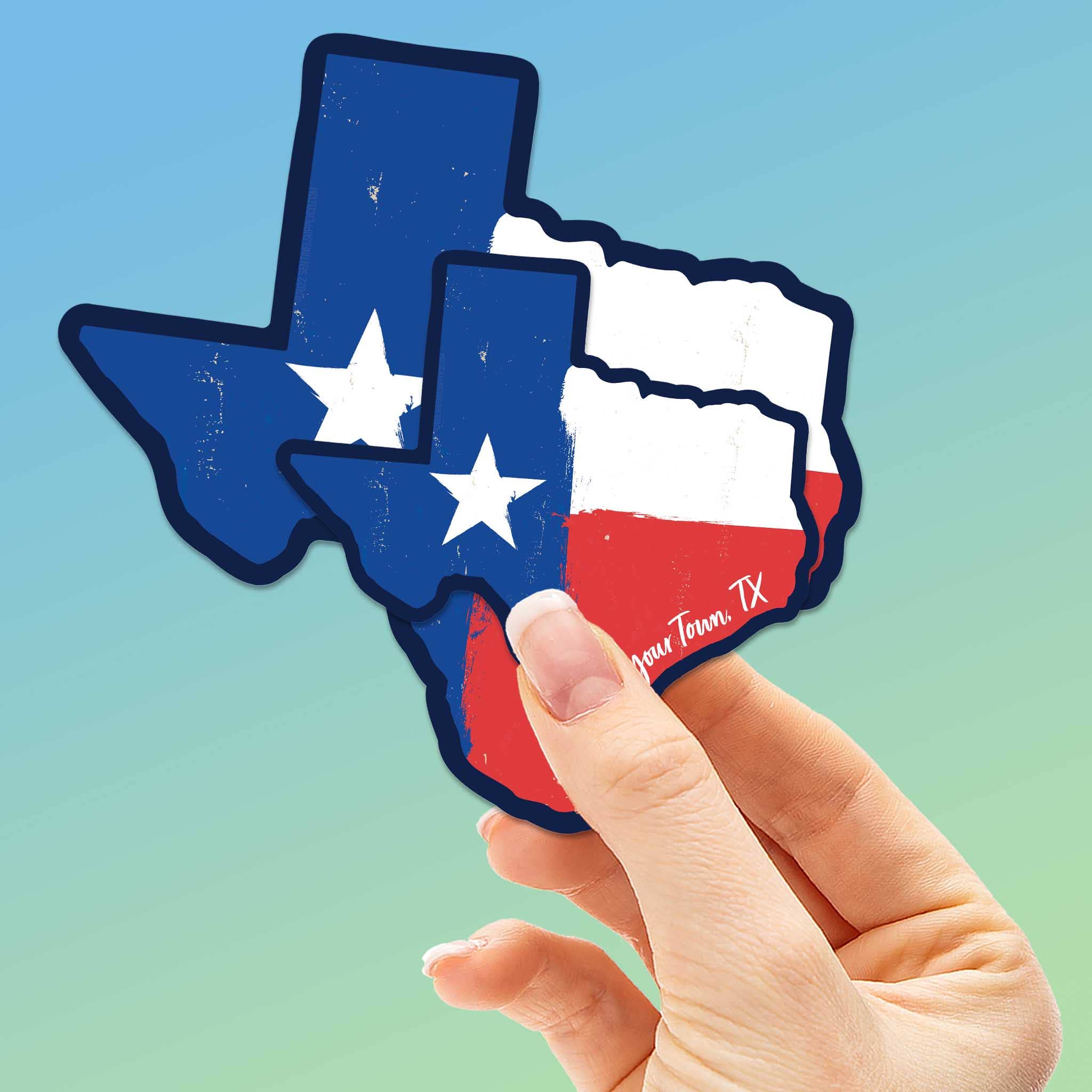 Sentinel Supply - Wholesale Sticker - Custom Texas Flag Bumper Stickers - TX Name Drop Decals1