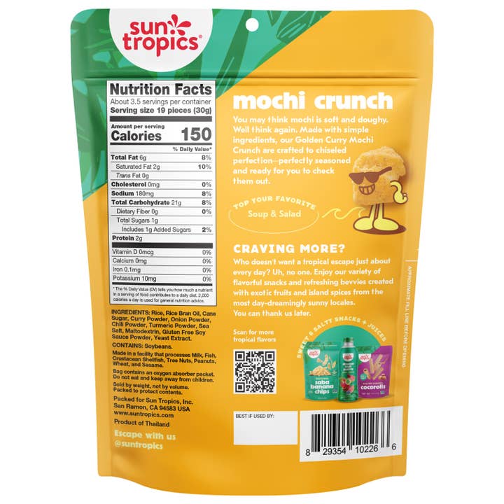 Sun Tropics - Wholesale Crackers - Sun Tropics Mochi Crunch - Golden Curry, 12 x 3.5 oz1