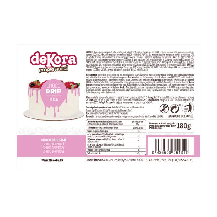 dekora - Wholesale Chocolate/Candy Mold - CHOCO DRIP ROSA 180 G GLUTEN-FREE1