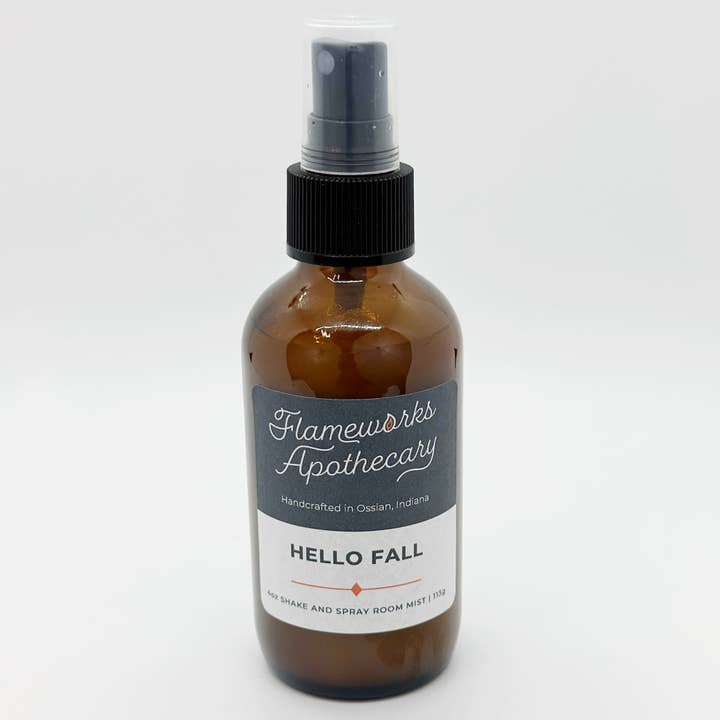 Brume d'ambiance à mélanger et à pulvériser Hello Fall de 4 oz pour la vente par Flameworks Apothecary