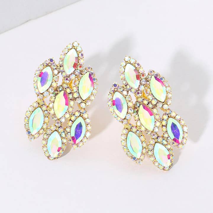 Sensibling Corp. - Wholesale Clip-On Earrings - Marquise Stone Embellished Clip On Earrings9