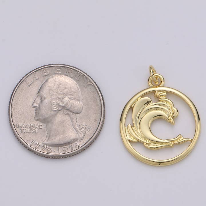 Aim Eternal - Wholesale Individual Charm/Pendant - Dainty Gold Element Charm Fire Wind Earth Ocean Wave Charm. 24K Gold Filled Charm for Bracelet Necklace Earring Supply D-915 D-923 - D-9255