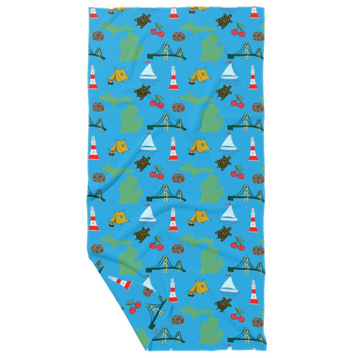 Emblemen of gerecyclede theedoek met wafel uit Michigan voor wholesale door June Apothicarie