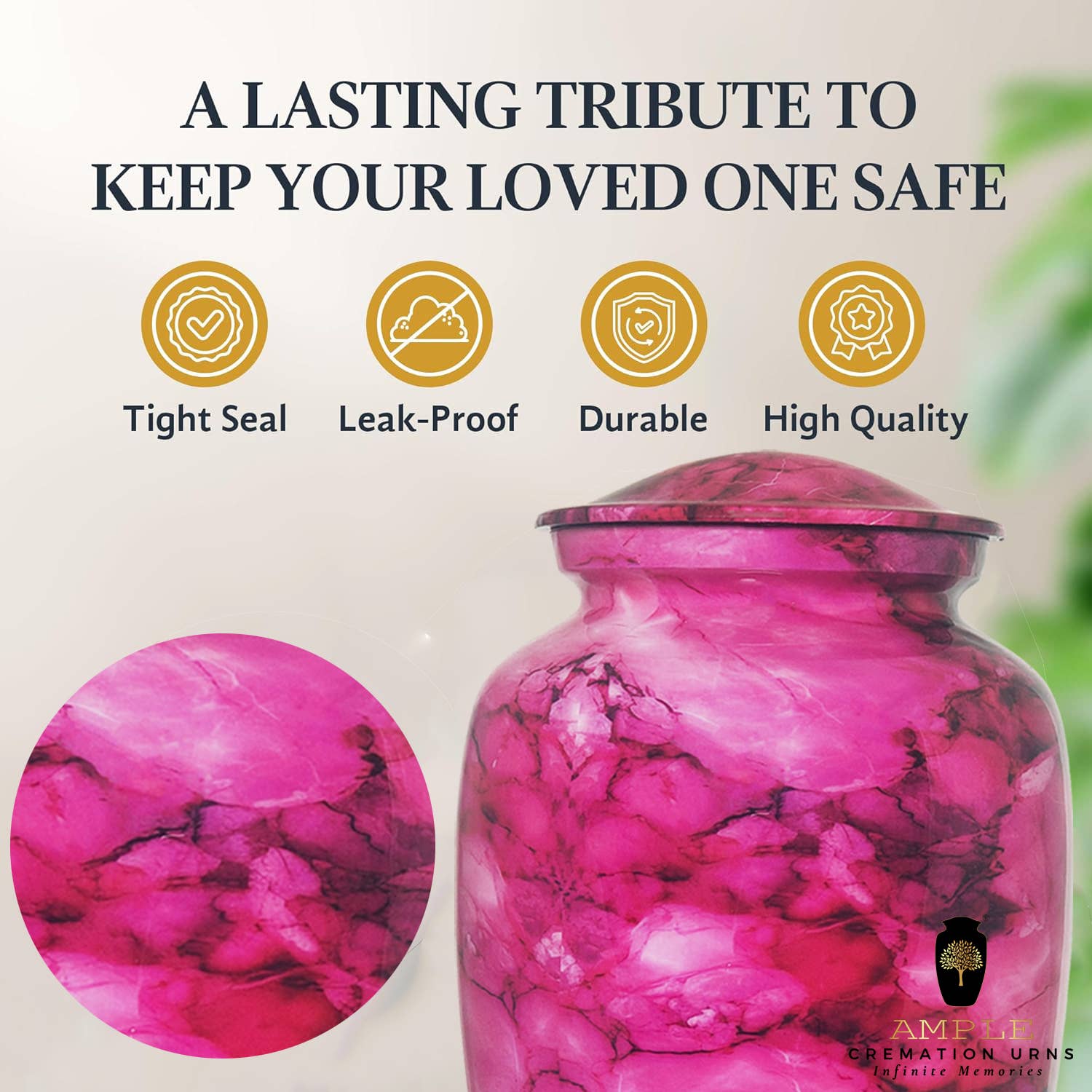 Ample Cremation Urns - Wholesale Urn - Beautiful Pink cremation urns handmade for human ashes7