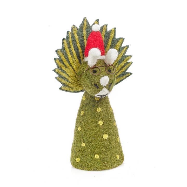 Handmade Felt Christmas Triceratops Topper for wholesale by Felt So Good