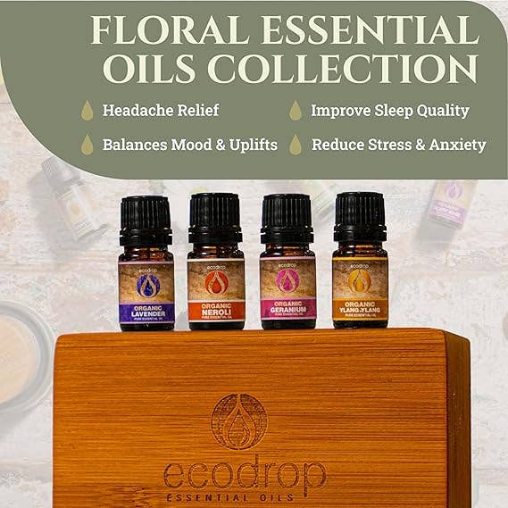 Eco Drop – Großhandel Ätherisches Öl – Kollektion ätherischer Öle mit Blumenduft 4 x 5 ml1