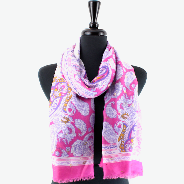 Pretty Persuasions – wholesale Halsduk - Dam – S24024 Fängslande lättviktssjal med guldmetall2